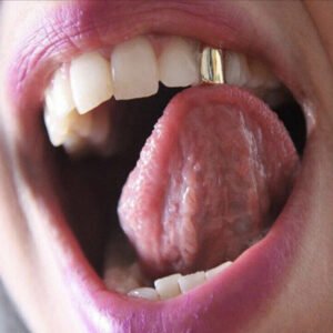 Gold Grillz Mouth Teeth, Hip Hop Teeth Plain , Top Tooth Single Grill Cap