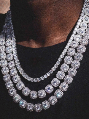 Chain 10/12MM Clustered Tennis  for Men Necklace Hip Hop Iced Out Zirconia Brass