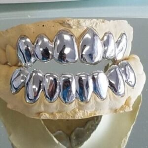 Custom 6 Top 8 Bottom 925 Sterling Silver Grillz teeth